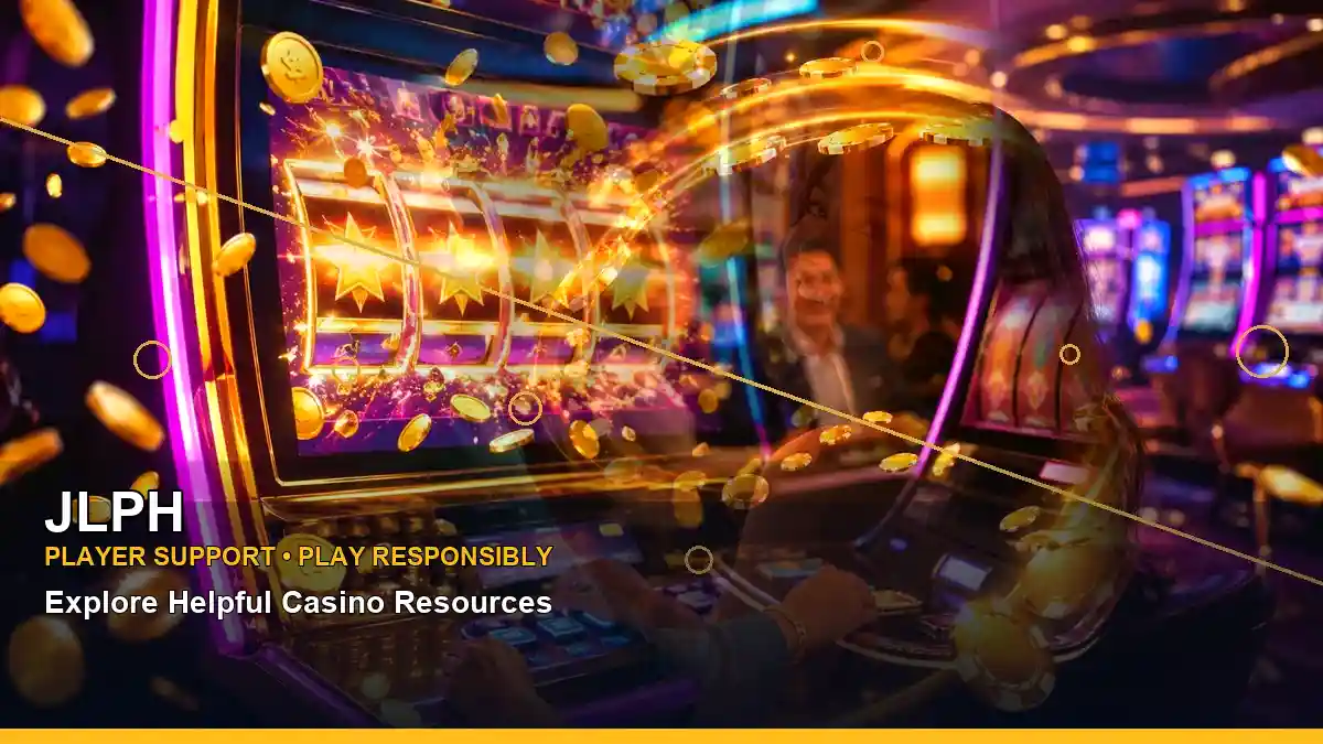 Layered lounge-style artwork highlighting mobile-friendly casino play and player rewards